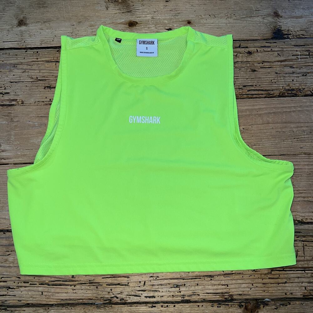 Gymshark Women’s Size S Neon Yellow Crop Top w/Wide Armholes NWOT
